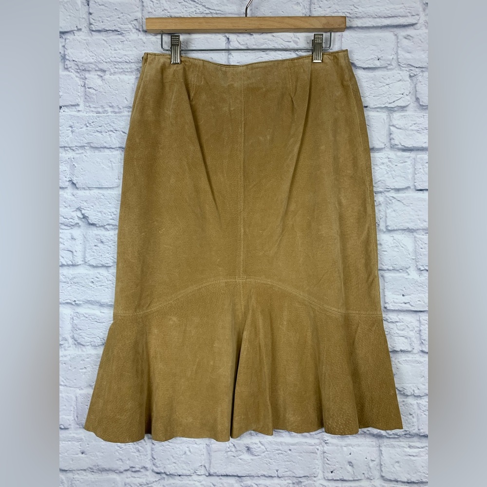 Women’s Vintage Y2K Danier Genuine Leather Tan Skirt Size US 6 Small